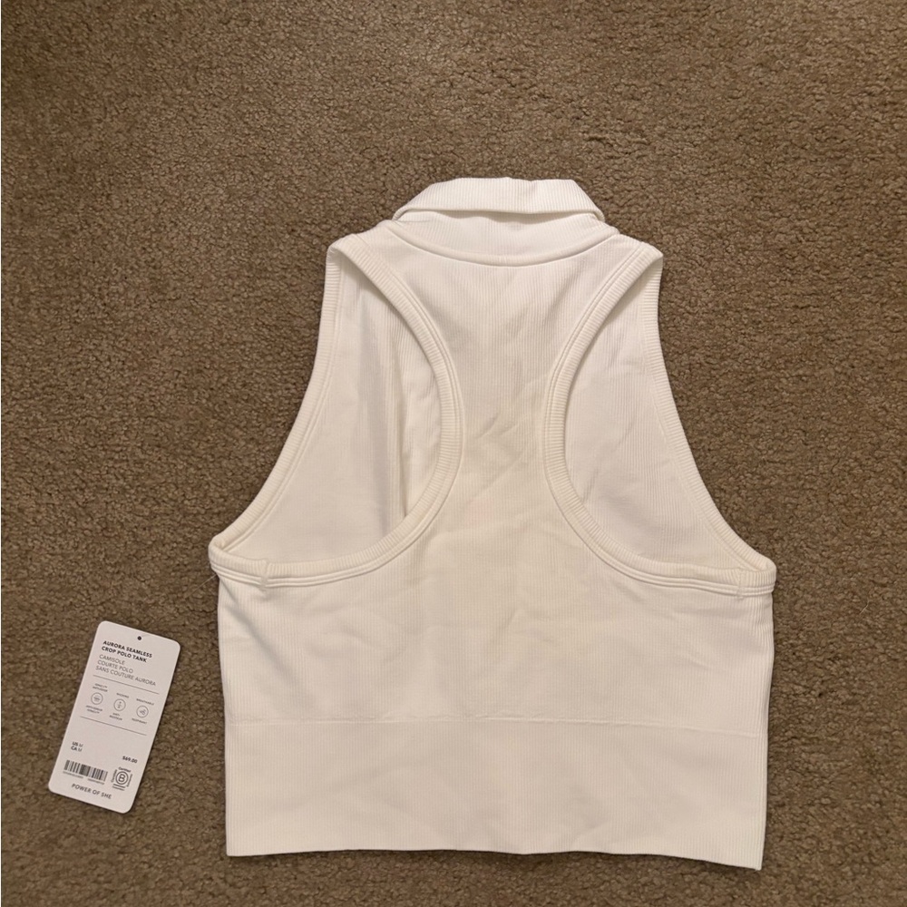 NWT Athleta Aurora Seamless Cropped Polo Tank in White - Medium - Picture 3 of 5